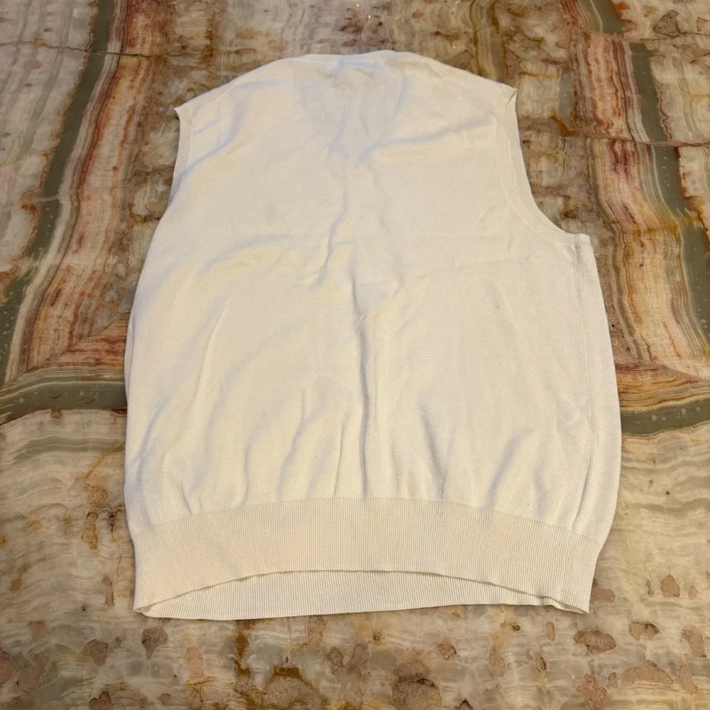 Polo Ralph Lauren Mens Classic Sweater Vest Ivory Pima Cotton V-Neck Pony Logo L